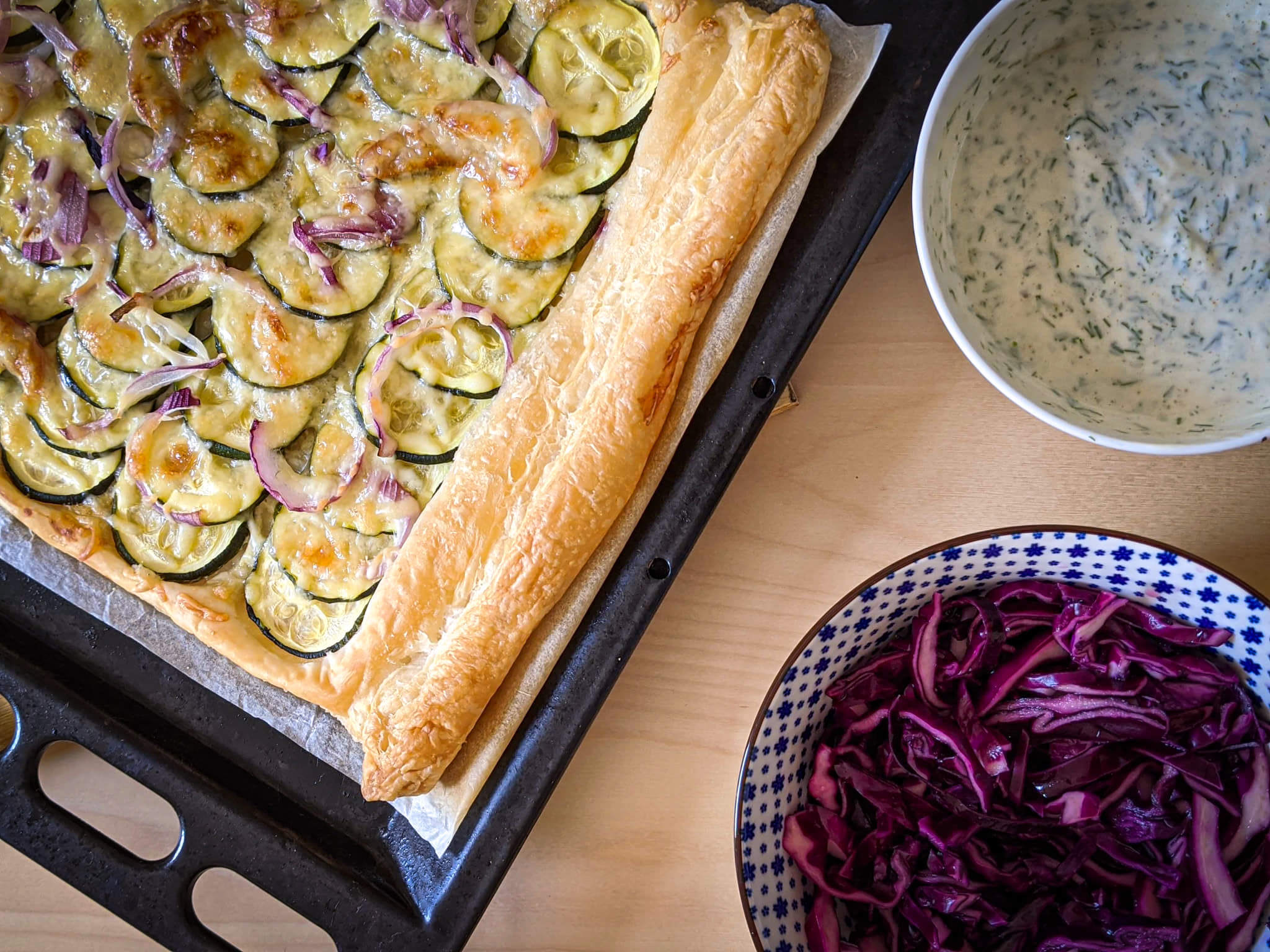 Easy puff pastry pizza with spring vegetables - Almost Berliner